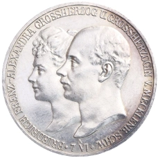 Монета 5 марок 1904 года A Германия (Мекленбург-Шверин) «Свадьба Герцога Фридриха Франца IV» (аверс)