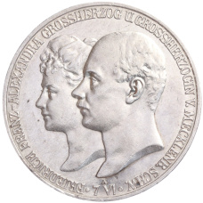 Монета 5 марок 1904 года A Германия (Мекленбург-Шверин) «Свадьба Герцога Фридриха Франца IV» (аверс)