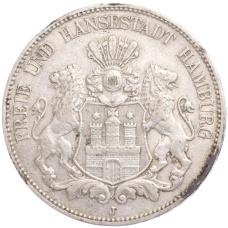 Монета 5 марок 1907 года J Гамбург (Германия) (аверс)