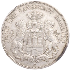 Монета 5 марок 1907 года J Гамбург (Германия) (аверс)