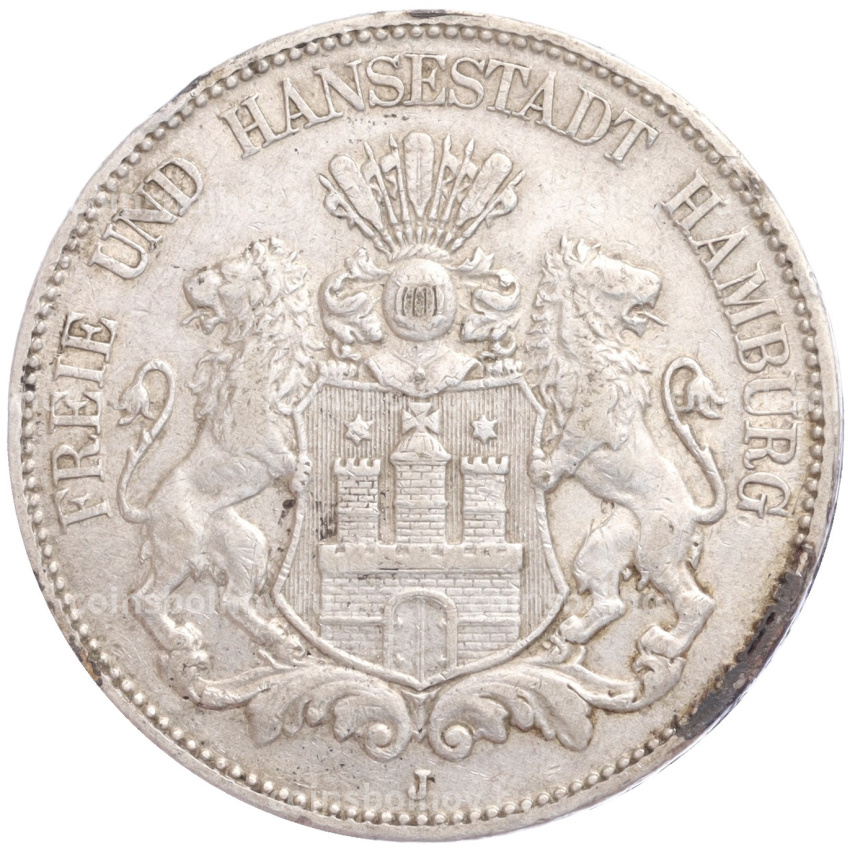 Монета 5 марок 1907 года J Гамбург (Германия)