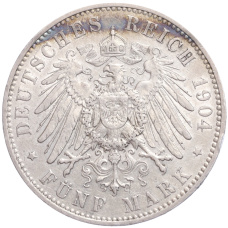 Монета 5 марок 1904 года E Германия (Саксония) (реверс)