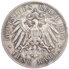 Монета 5 марок 1904 года D Германия (Бавария) (реверс)