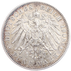 Монета 5 марок 1908 года D Германия (Бавария) (реверс)