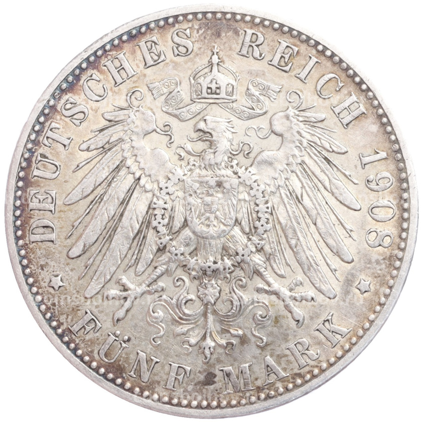 Монета 5 марок 1908 года D Германия (Бавария) (вид 2)