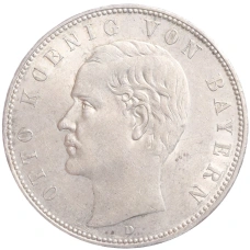 Монета 5 марок 1907 года D Германия (Бавария) (аверс)