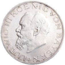 Монета 5 марок 1914 года D Германия (Бавария) (аверс)