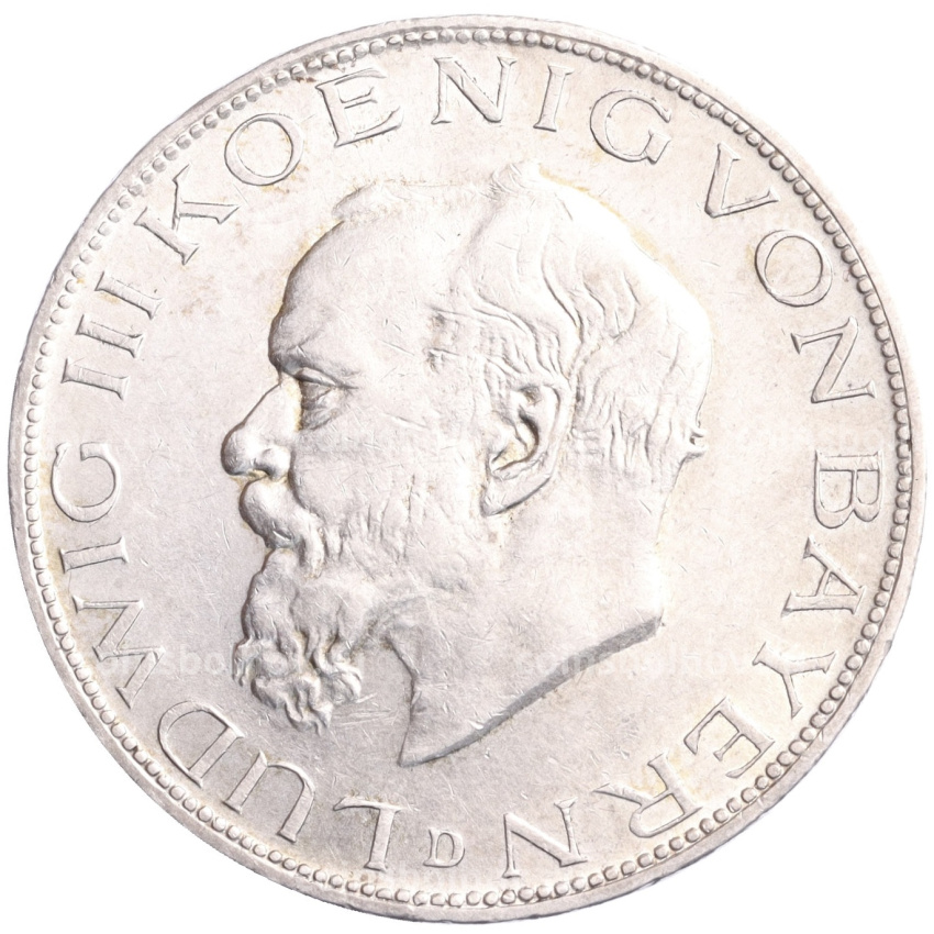 Монета 5 марок 1914 года D Германия (Бавария)