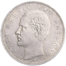 Монета 5 марок 1908 года D Германия (Бавария) (аверс)