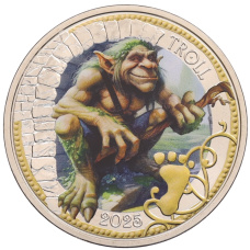 Монета 3 евро 2025 года Австрия «Фантастические Мифические существа — Тролль» (аверс)