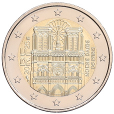 Монета 2 евро 2025 года Франция «Собор Парижской Богоматери» (аверс)