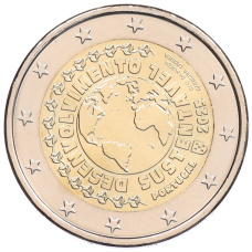 Монета 2 евро 2025 года Португалия «Устойчивое развитие» (аверс)