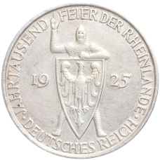 Монета 5 рейхсмарок 1925 года D Германия «Тысячелетие Рейнской области (Рейнланда)» (аверс)