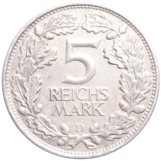 Монета 5 рейхсмарок 1925 года D Германия «Тысячелетие Рейнской области (Рейнланда)» (реверс)