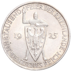Монета 5 рейхсмарок 1925 года A Германия «Тысячелетие Рейнской области (Рейнланда)» (аверс)