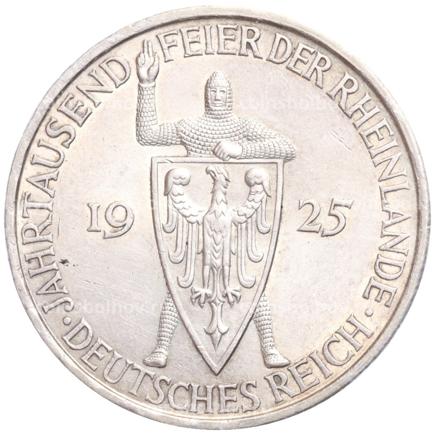 Монета 5 рейхсмарок 1925 года A Германия «Тысячелетие Рейнской области (Рейнланда)»