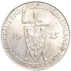 Монета 5 рейхсмарок 1925 года A Германия «Тысячелетие Рейнской области (Рейнланда)» (аверс)