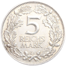 Монета 5 рейхсмарок 1925 года A Германия «Тысячелетие Рейнской области (Рейнланда)» (реверс)