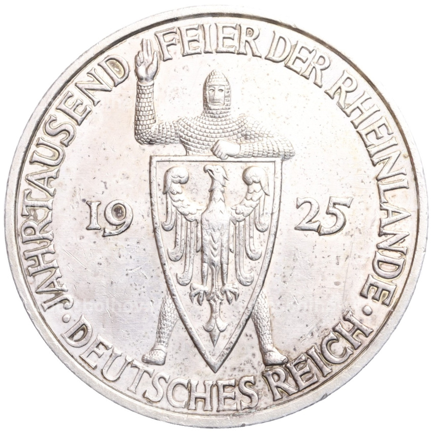 Монета 5 рейхсмарок 1925 года F Германия «Тысячелетие Рейнской области (Рейнланда)»