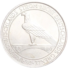 Монета 5 рейхсмарок 1930 года A Германия «Освобождение Рейнланда» (аверс)