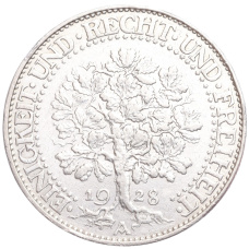 Монета 5 рейхсмарок 1928 года A Германия (аверс)