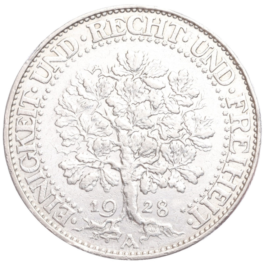 Монета 5 рейхсмарок 1928 года A Германия