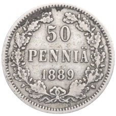 Монета 50 пенни 1889 года Русская Финляндия (аверс)