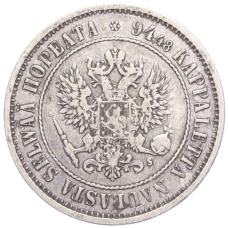 Монета 1 марка 1874 года Русская Финляндия (реверс)