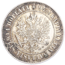 Монета 1 марка 1915 года Русская Финляндия (реверс)