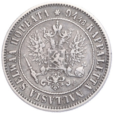 Монета 1 марка 1892 года Русская Финляндия (реверс)