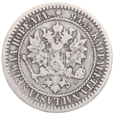 Монета 1 марка 1865 года Русская Финляндия (реверс)