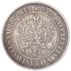 Монета 1 марка 1890 года Русская Финляндия (реверс)
