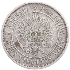 Монета 1 марка 1874 года Русская Финляндия (реверс)