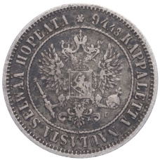 Монета 1 марка 1892 года Русская Финляндия (реверс)