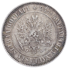 Монета 1 марка 1915 года Русская Финляндия (реверс)