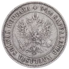 Монета 1 марка 1890 года Русская Финляндия (реверс)