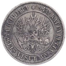 Монета 1 марка 1892 года Русская Финляндия (реверс)