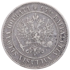 Монета 1 марка 1890 года Русская Финляндия (реверс)