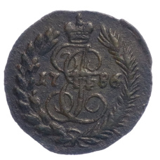 Монета Полушка 1786 года КМ (аверс)