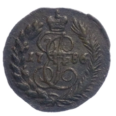 Монета Полушка 1786 года КМ (аверс)