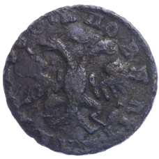 Монета Денга 1731 года - Перечекан из копейки Петра 1 (реверс)