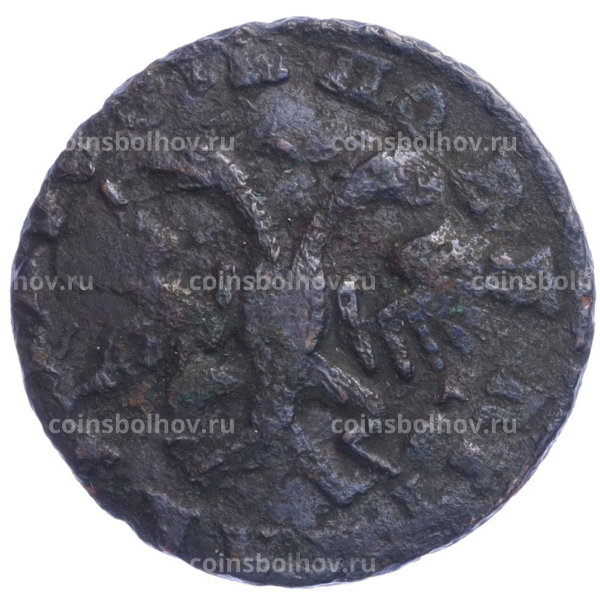 Монета Денга 1731 года - Перечекан из копейки Петра 1 (вид 2)