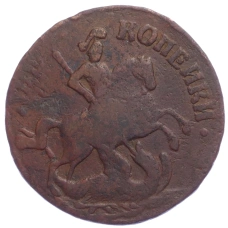 Монета 2 копейки 1758 года (реверс)