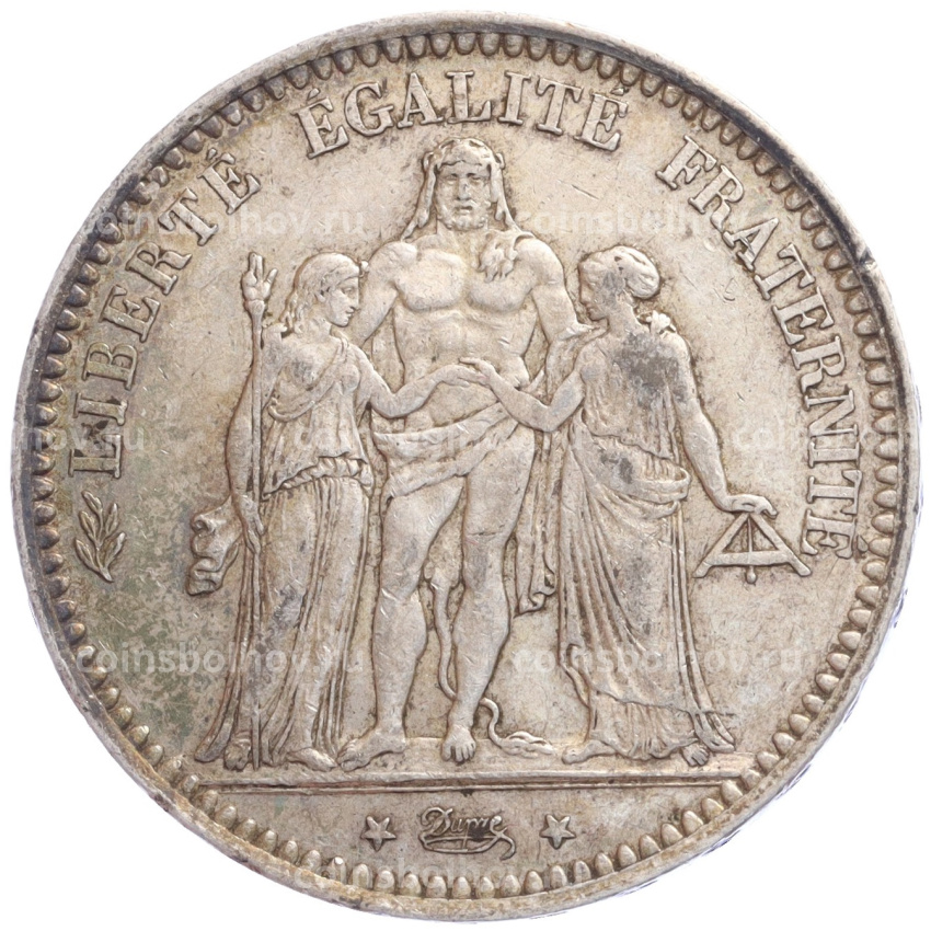 Монета 5 франков 1873 года Франция «Геркулес»