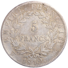 Монета 5 франков 1812 года W Франция (аверс)