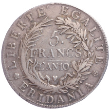 Монета 5 франков 1801 года Пьемонт (Cубальпийская республика) (реверс)