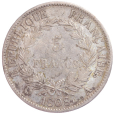Монета 5 франков 1808 года A Франция (аверс)