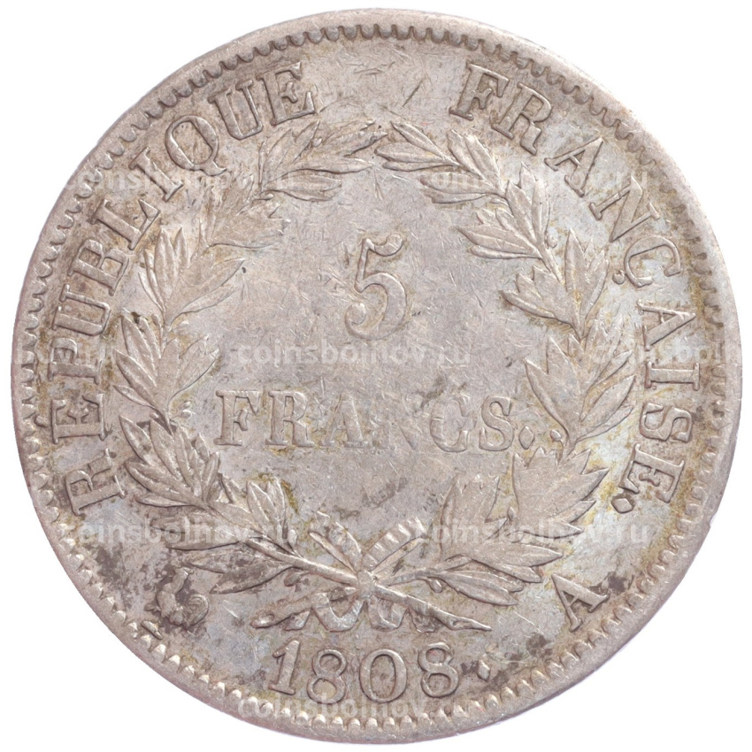 Монета 5 франков 1808 года A Франция