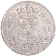 Монета 5 франков 1817 года W Франция (реверс)