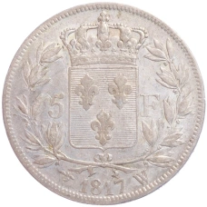 Монета 5 франков 1817 года W Франция (реверс)